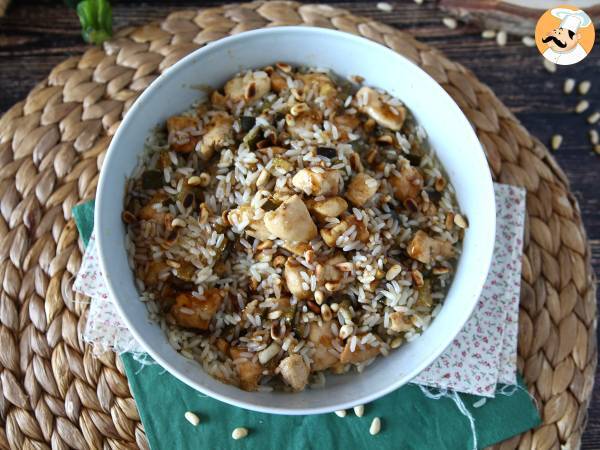 Рисовый салат с курицей, кабачками, кедровыми орешками и глазурью из бальзамического уксуса - Подготовка этап 8